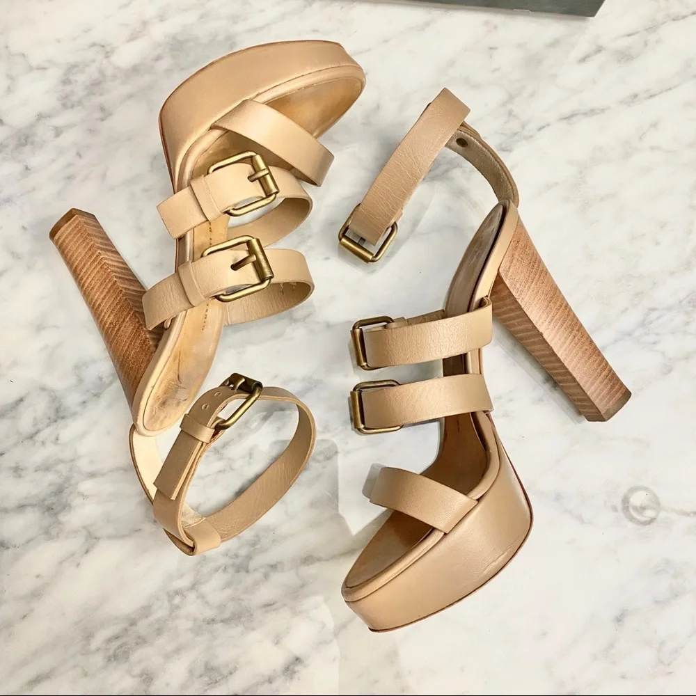 Giuseppe Zanotti Nude Beige Strappy Platform Sandals